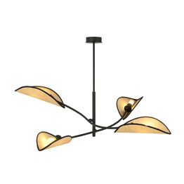 Lampa sufitowa LOTUS 4 BLACK/RATTAN czarny (1108/4) - Emibig