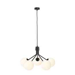 Wisząca lampa NOVA 5  BLACK/OPAL  czarny (1138/5) - Emibig