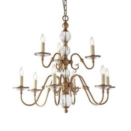 Żyrandol Interiors Tilburg 9 Antyczny mosiądz CA20P9B