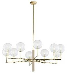 Wisząca Lampa Jupiter Feme 10-punktowy złoty klosz  transparent 1976