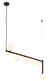 Czarna Wisząca Lampa Jupiter Taida 6-punktowa biały klosz 1927