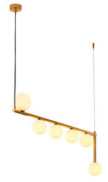 Mosiądzowana Wisząca Lampa Jupiter Taida 6-punktowa biały klosz 1922