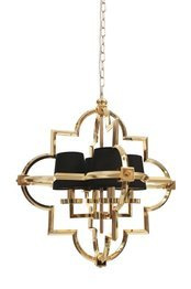 Berella Light Torla 4 Żyrandol złoty/czarne abażury styl glamour BL0511