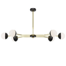 Wisząca Lampa Jupiter Trento 6-punktowy czarny/mosiądzowany 1981