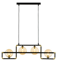 Wisząca Lampa Jupiter Zafra  4-punktowy czarny  klosz bursztynowy 1983