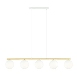 Lampa wisząca ALLORA 5 WH OPAL biały-Złoty (1255/5) - Emibig