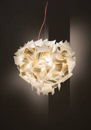 Żyrandol włoski Slamp Veli Aurea Large 60 cm Biało Złota  z czerwonym kablem