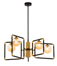 Wisząca Lampa Jupiter Ibra 5-punktowy mosiądzowany klosz transparentny 1985