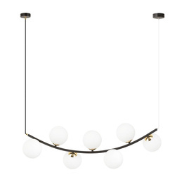 Wisząca lampa RITZ 7 BL OPAL czarny-Złoty (1298/7) - Emibig