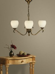 Zwis Columbia brass 3lt pendant & opal glass