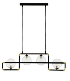 Wisząca Lampa Jupiter Zafra  4-punktowy czarny klosz transparent 1982