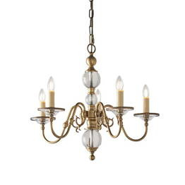 Tilburg 5 Antyczny mosiądz Żyrandol Interiors CA20P5B