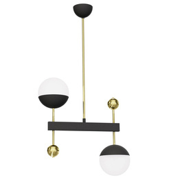 Wisząca Lampa Jupiter  Dego 2-punktowy mosiądzowany klosz biały 1986